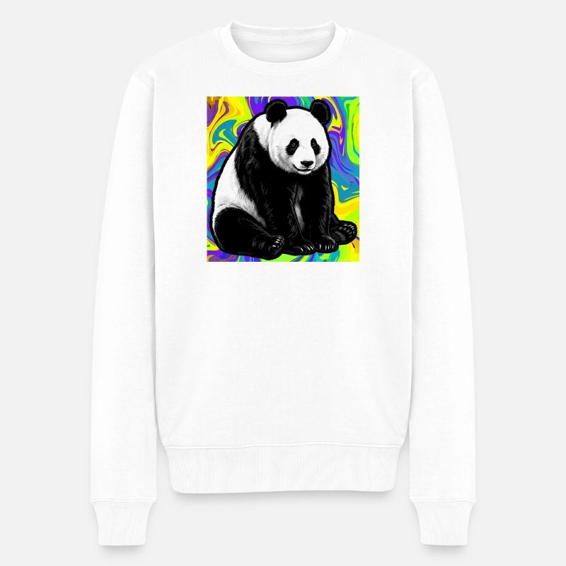 Panda - Männer Premium Bio Pullover - Weiß