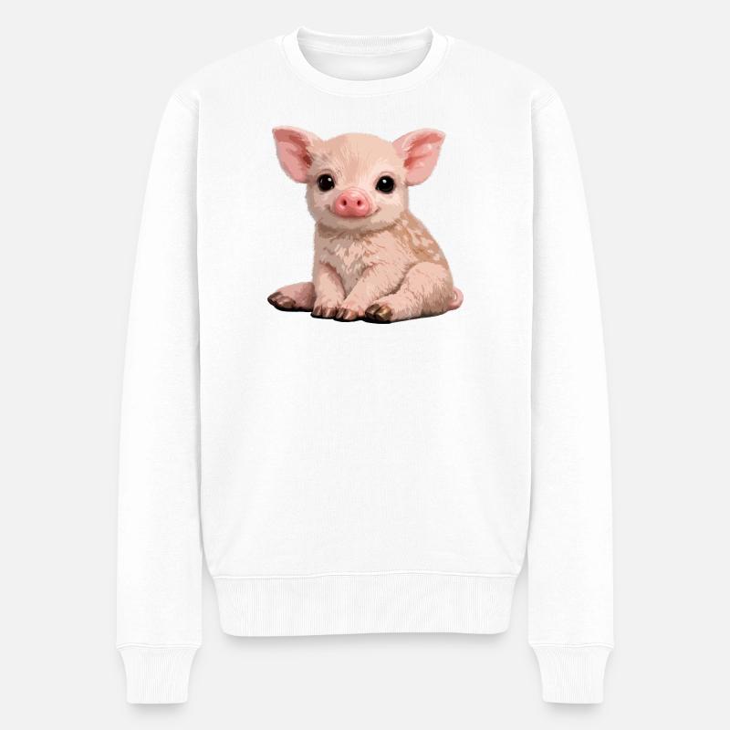 Ferkel-Kuschel-Illustration - Männer Premium Bio Pullover - Weiß