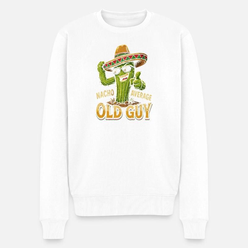 NichtDurchschnittlicher Kaktus Old Guy - Männer Premium Bio Pullover - Weiß