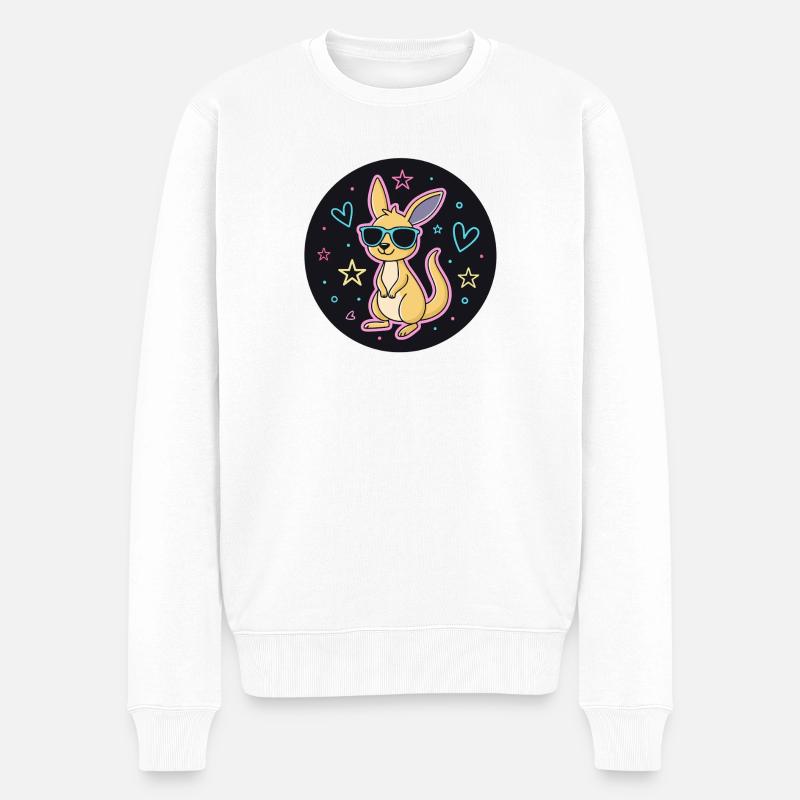 Neon-Känguru-Gläser - Männer Premium Bio Pullover - Weiß