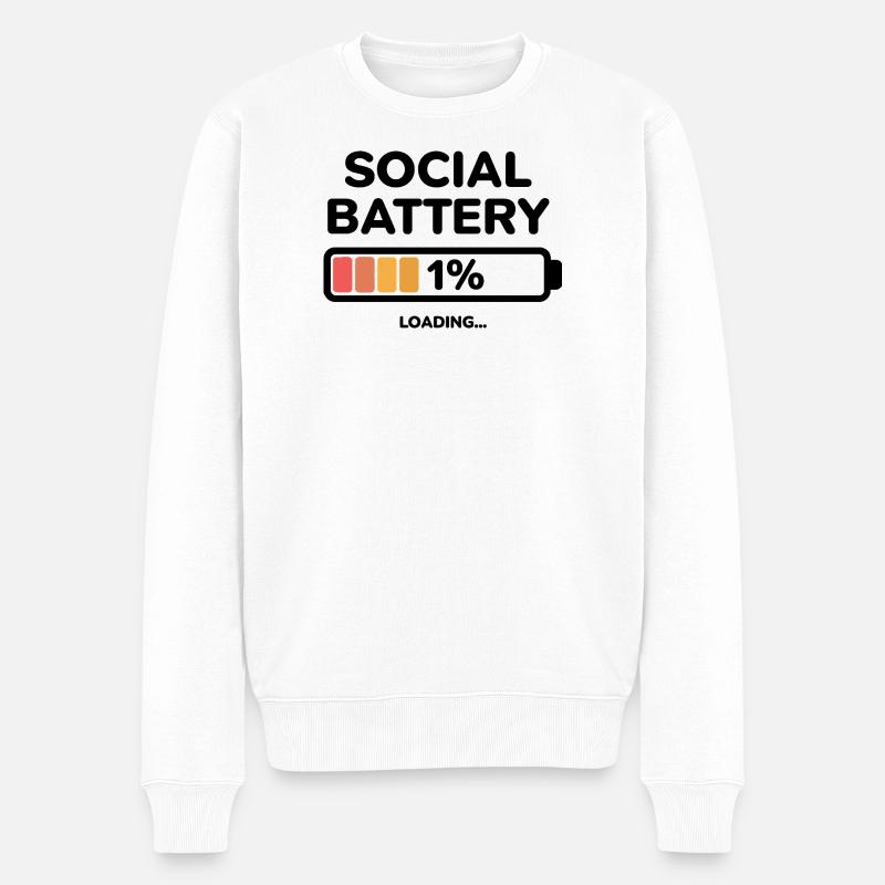 Social Battery 1% Design - Männer Premium Bio Pullover - Weiß