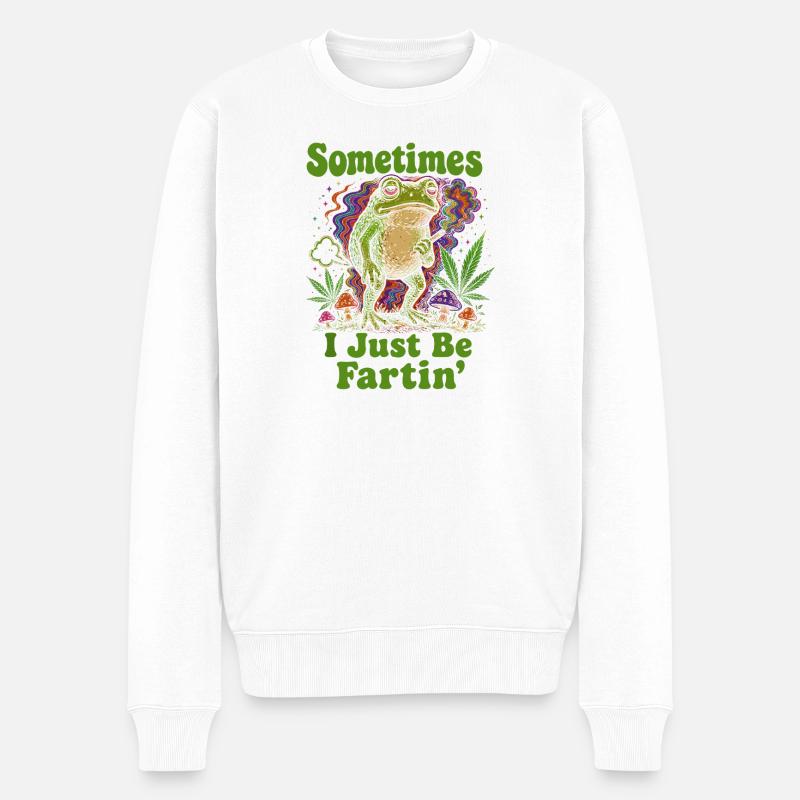 Psychedelic Frog : Vibrations de pets - Pull Premium bio Homme - blanc
