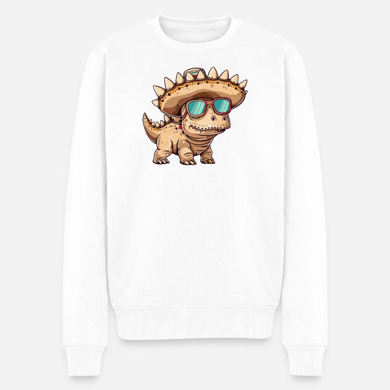 Dinosaurier stegosaurus Sombrero - Männer Premium Bio Pullover - Weiß