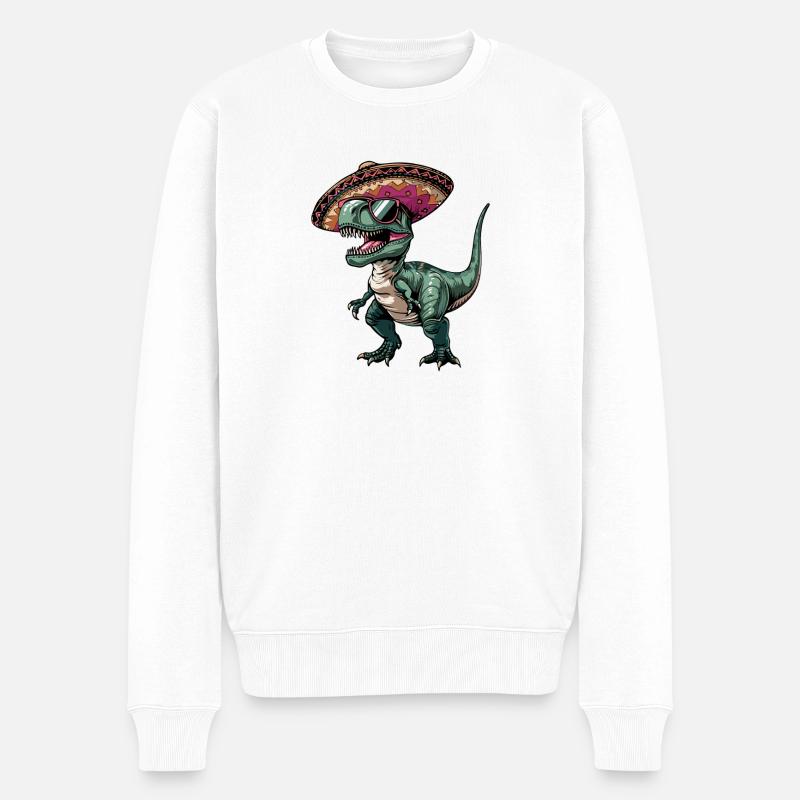 Sombrero drôle de dinosaure T-Rex - Pull Premium bio Homme - blanc