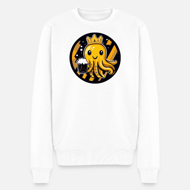 Bière méduse drôle - Pull Premium bio Homme - blanc