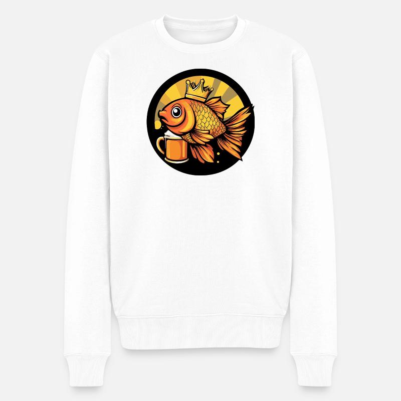Bière poisson rouge, drôle - Pull Premium bio Homme - blanc