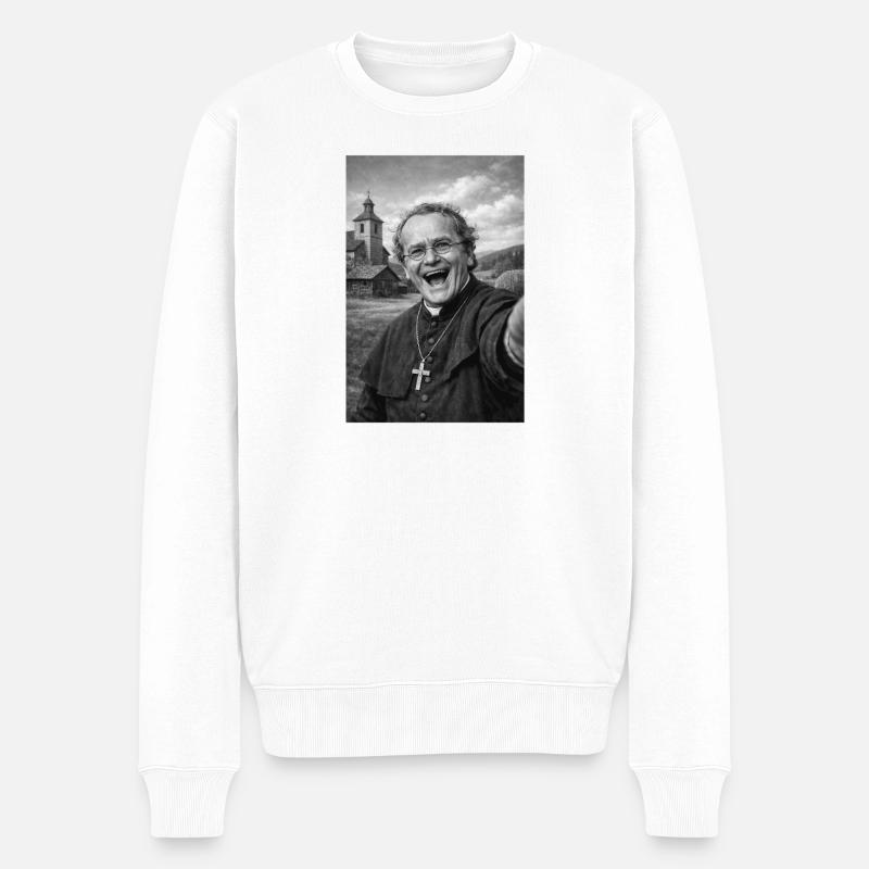 Gregor Mendel Selfie Porträt - Männer Premium Bio Pullover - Weiß