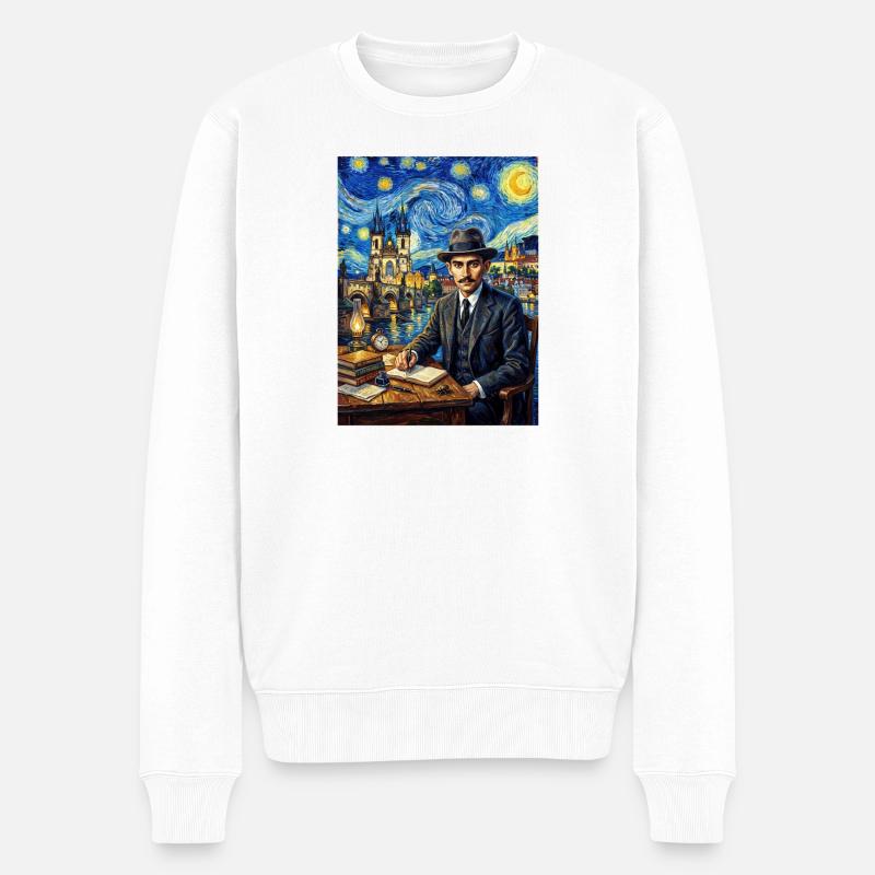 Franz Kafka Sternennacht - Männer Premium Bio Pullover - Weiß