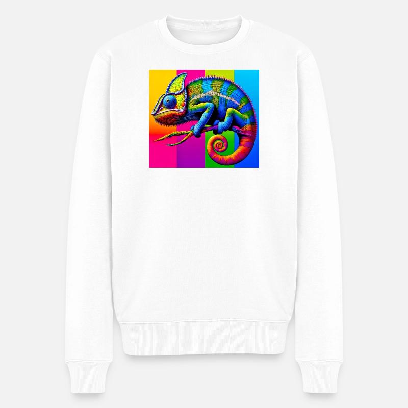 Chamäleon - Männer Premium Bio Pullover - Weiß
