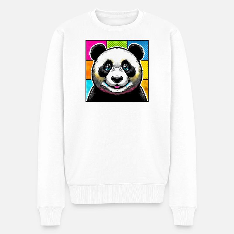 Panda - Männer Premium Bio Pullover - Weiß