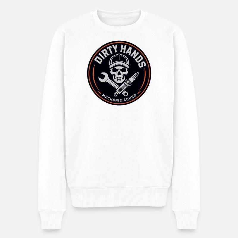 Dirty Hands Mechanic Squad – Garage - Männer Premium Bio Pullover - Weiß