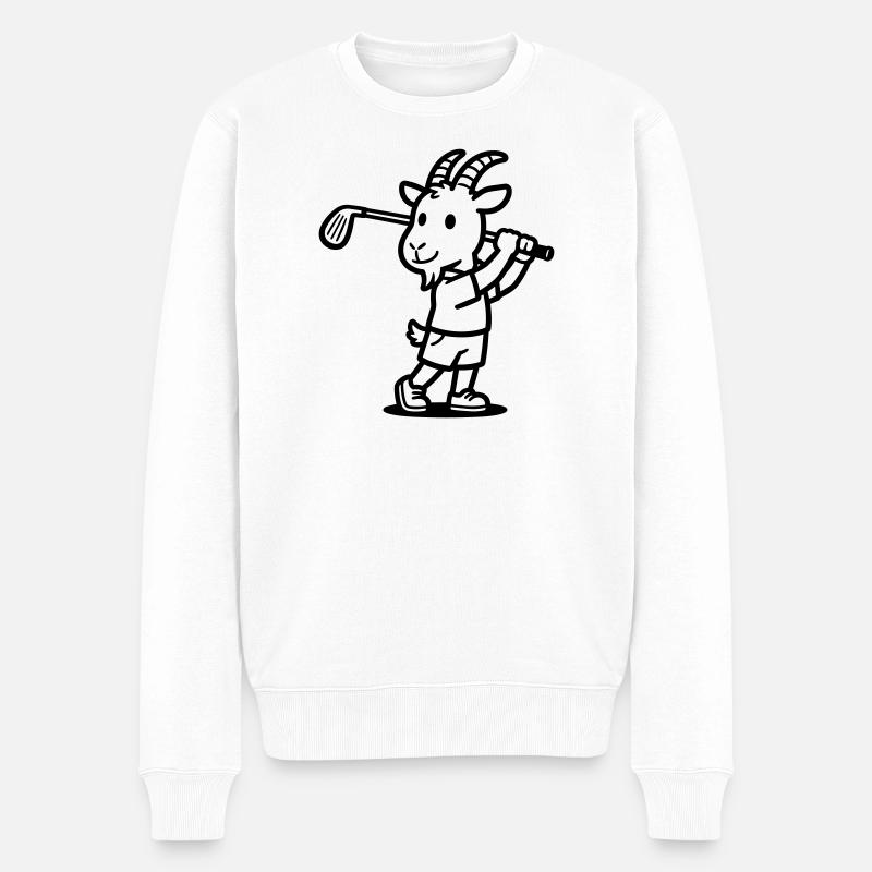 Goat Golf - Männer Premium Bio Pullover - Weiß
