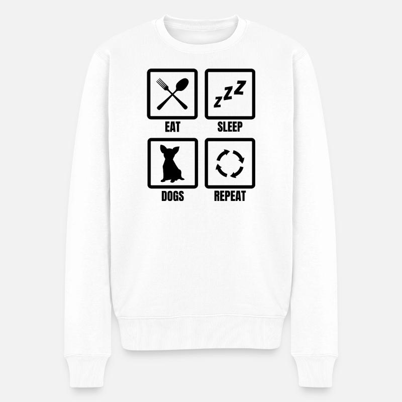 Eat Sleep Dogs Repeat - Männer Premium Bio Pullover - Weiß