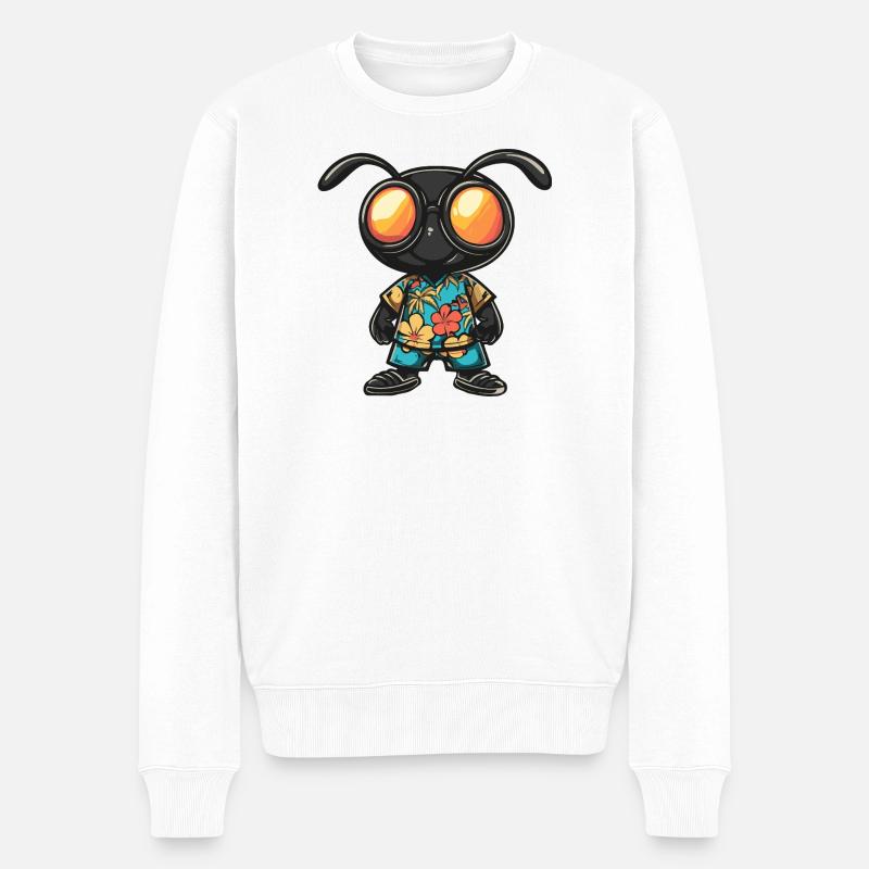 Ameise Comic Urlaub - Männer Premium Bio Pullover - Weiß