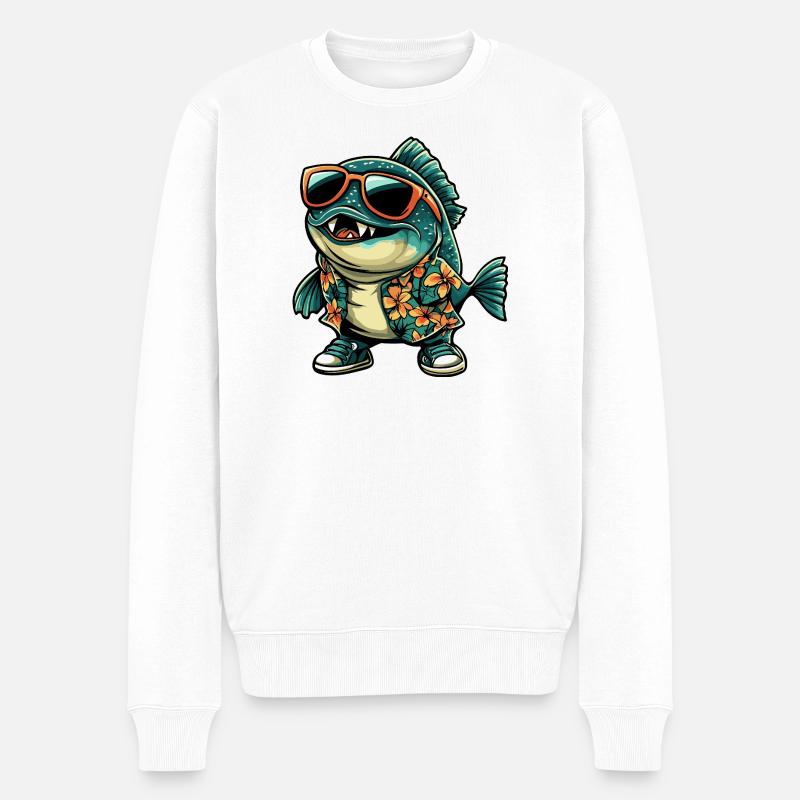Vacances de bandes dessinées Piranha Fish - Pull Premium bio Homme - blanc
