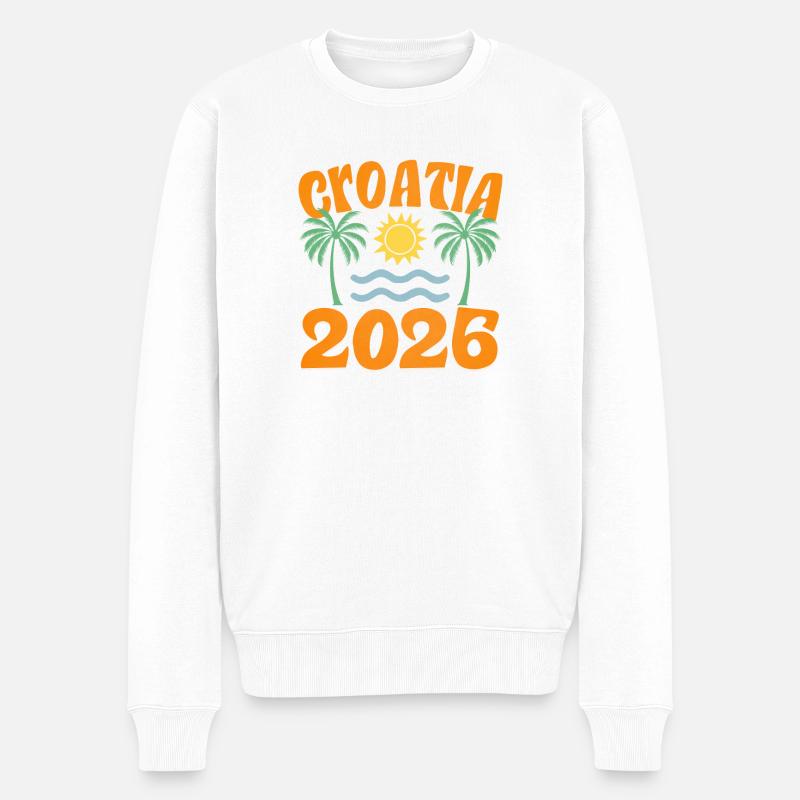 Croatia 2026 - Männer Premium Bio Pullover - Weiß