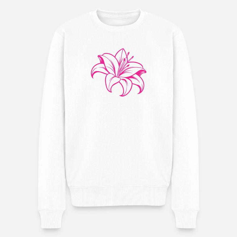Lilienblüte - Männer Premium Bio Pullover - Weiß