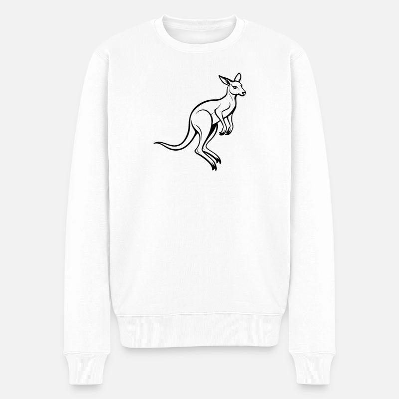 Känguru-Springen - Männer Premium Bio Pullover - Weiß