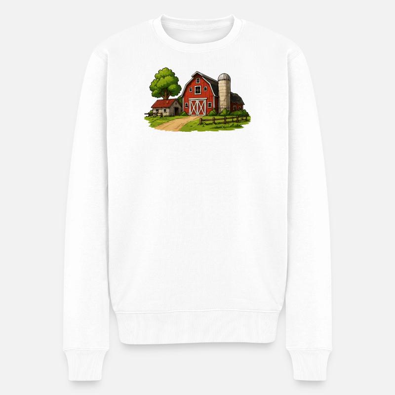Ländliche Scheune am Bauernhof - Männer Premium Bio Pullover - Weiß