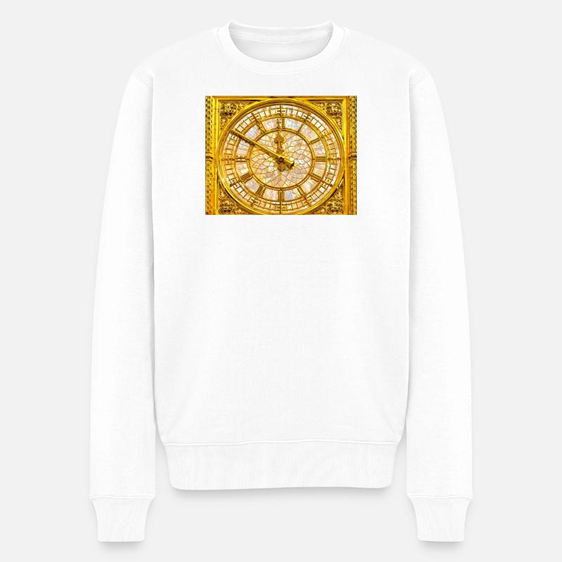 Goldene Barockuhr - Männer Premium Bio Pullover - Weiß