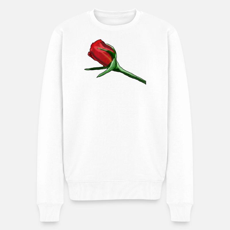 Rote Rose auf Schwarz Painterly - Männer Premium Bio Pullover - Weiß