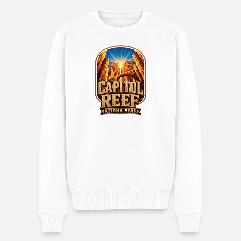 Capitol Reef Sonnenaufgang - Männer Premium Bio Pullover - Weiß