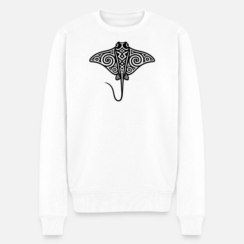 Maori-Stachelrochen - Männer Premium Bio Pullover - Weiß