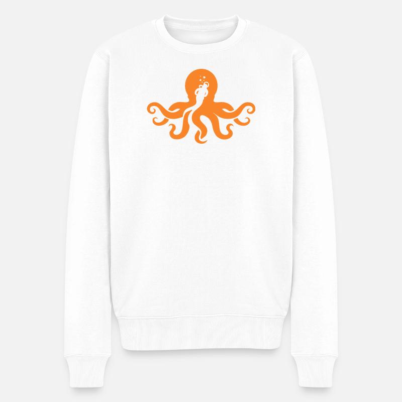 Plongeur pieuvre orange - Pull Premium bio Homme - blanc