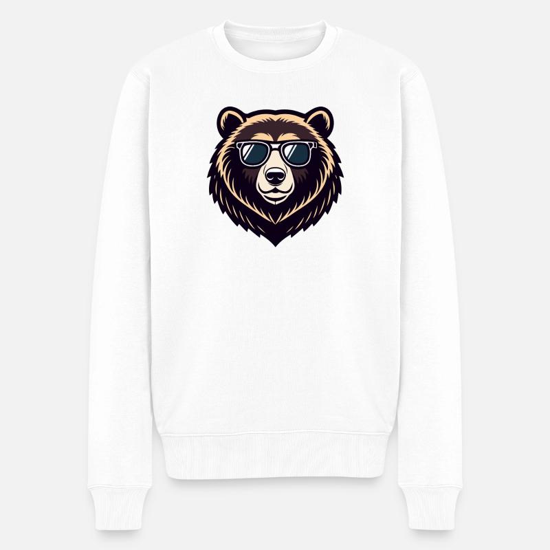 Ours cool en lunettes - Pull Premium bio Homme - blanc