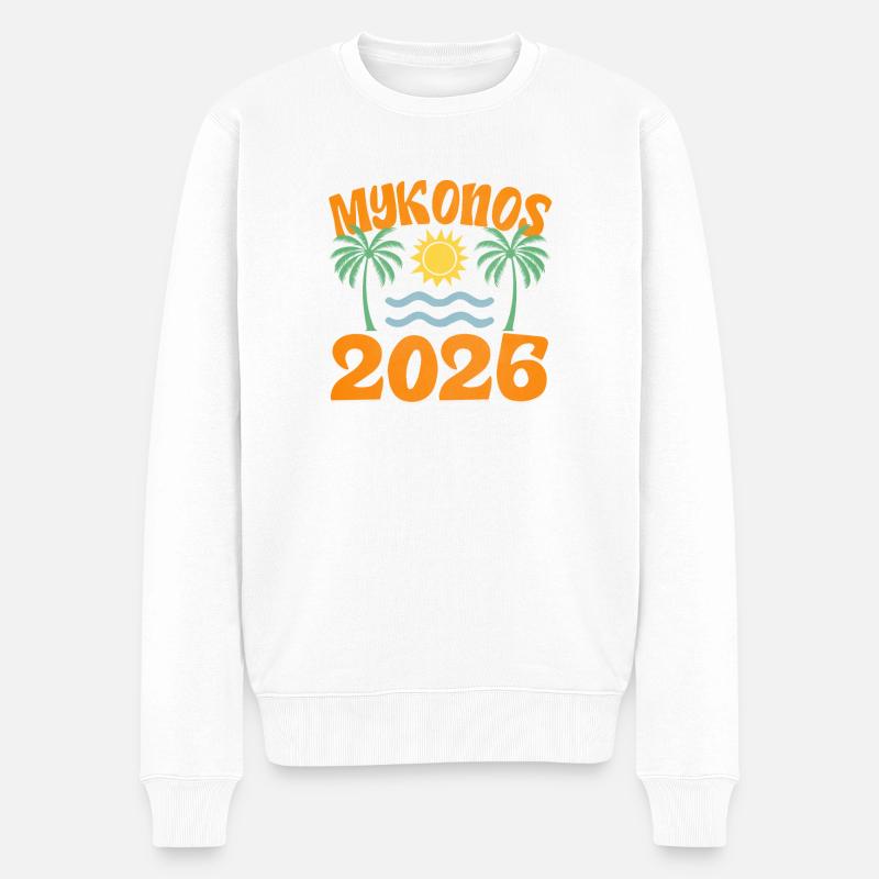Mykonos 2026 - Männer Premium Bio Pullover - Weiß