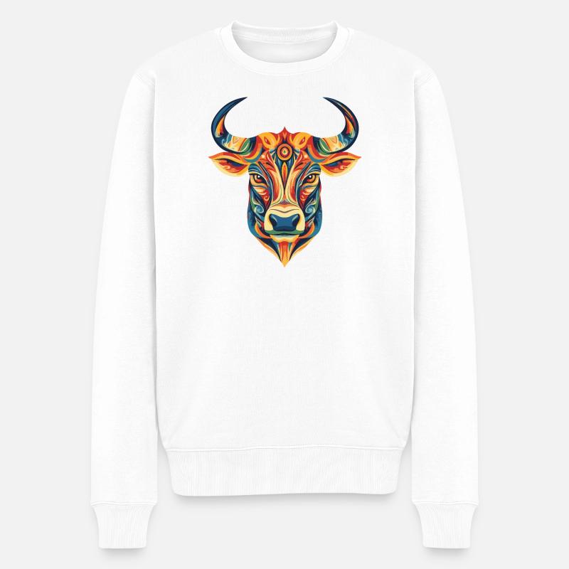 Bulle Bunt - Männer Premium Bio Pullover - Weiß