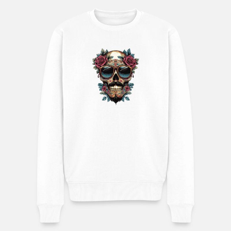 Fleurs de Crâne - Pull Premium bio Homme - blanc