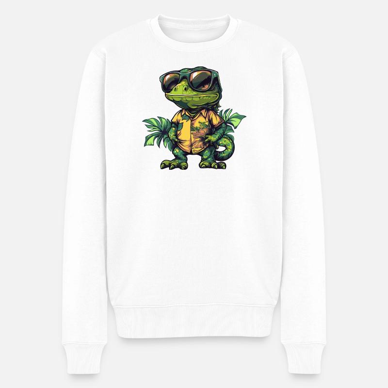 Chameleon Comic Urlaub - Männer Premium Bio Pullover - Weiß