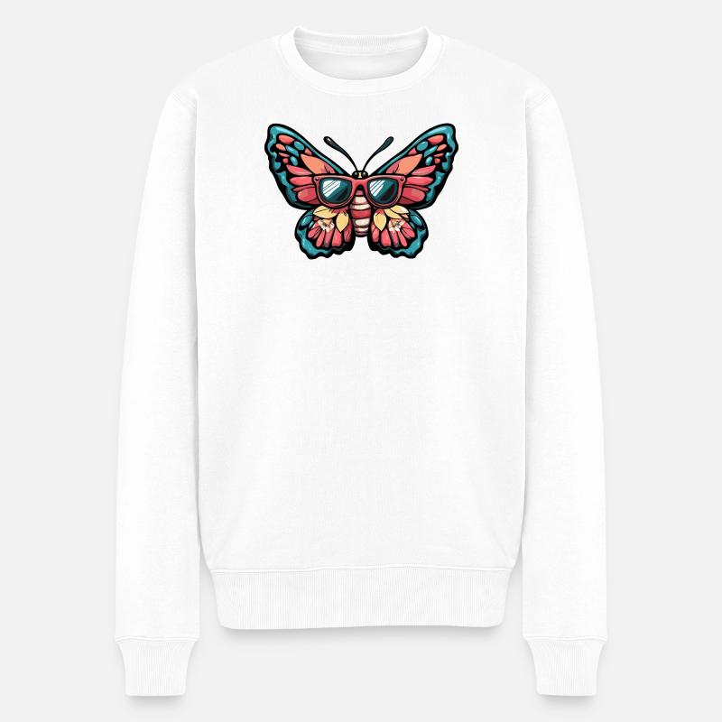 Vacances de la bande dessinée papillon - Pull Premium bio Homme - blanc