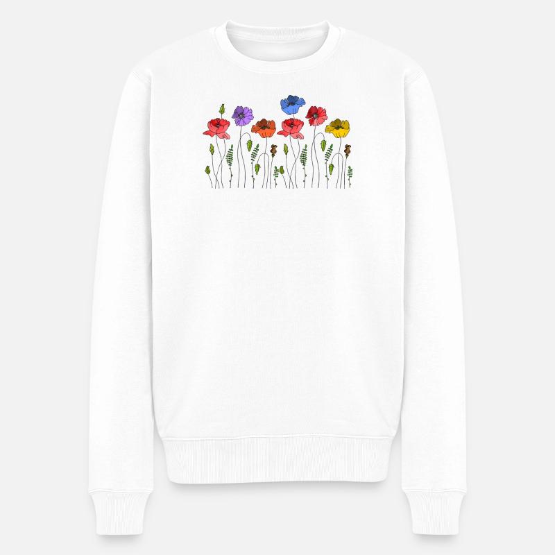 Blumen - Männer Premium Bio Pullover - Weiß