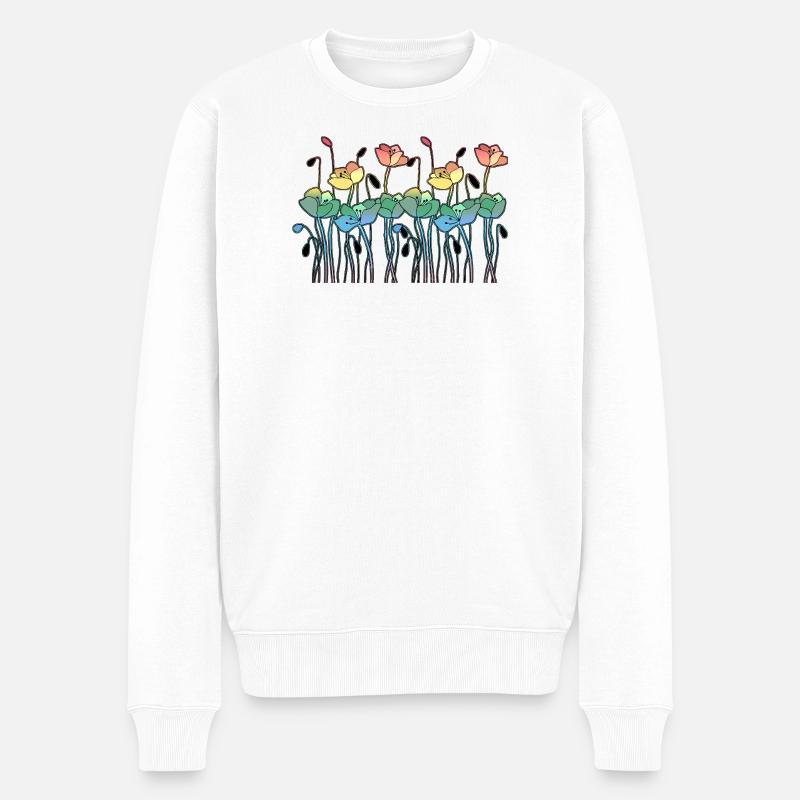 Blumen - Männer Premium Bio Pullover - Weiß