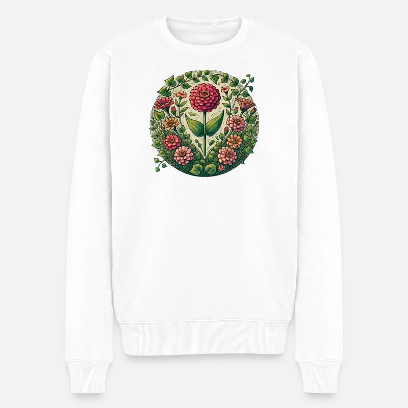Kreisrunder Dahliengarten - Männer Premium Bio Pullover - Weiß