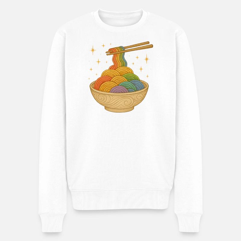 Rainbow Noodle Bowl Illustration - Männer Premium Bio Pullover - Weiß