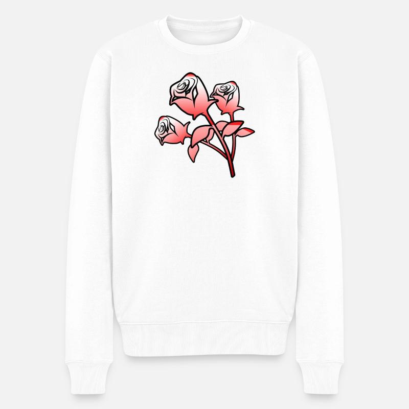 Rosen - Männer Premium Bio Pullover - Weiß
