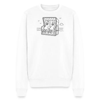Witzige Möwen Strandkorb - Männer Premium Bio Pullover - Weiß - Vorne - Thijin (182cm)