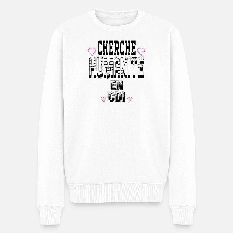Cherche Humanité en CDI - Pull Premium bio Homme - blanc