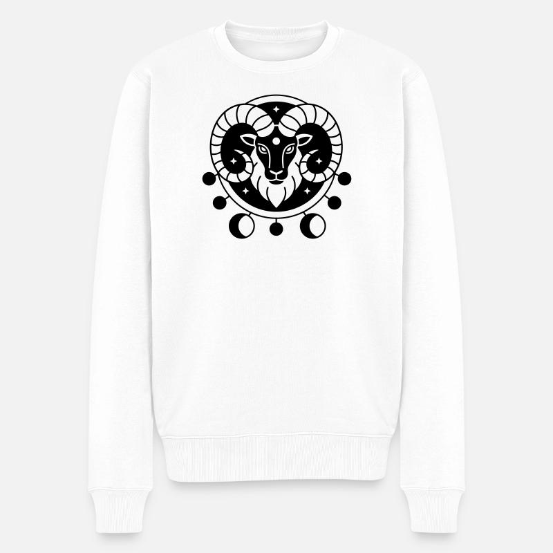 Tierkreiszeichen Widder - Männer Premium Bio Pullover - Weiß
