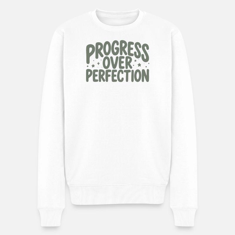 Fortschritt zählt | Motivation - Männer Premium Bio Pullover - Weiß