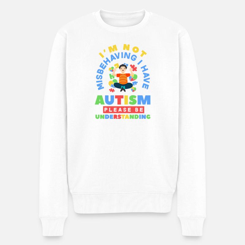 Compréhension de l’autisme : Puzzle Hearts - Pull Premium bio Homme - blanc