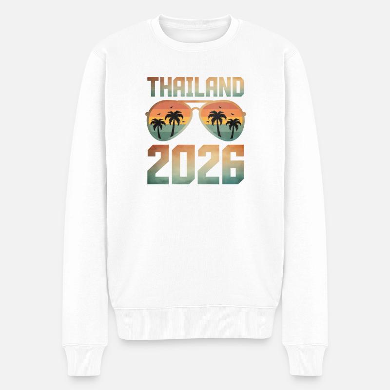 Thailand 2026 - Männer Premium Bio Pullover - Weiß