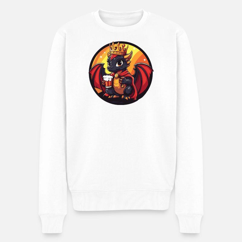 Drache Bier Lustig - Männer Premium Bio Pullover - Weiß