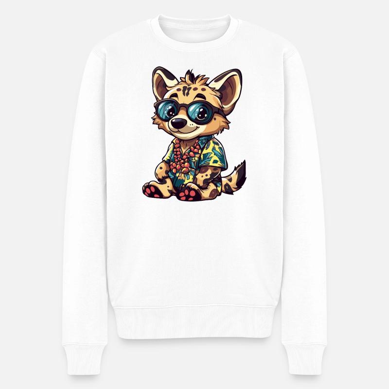 Hyäne Comic Urlaub - Männer Premium Bio Pullover - Weiß
