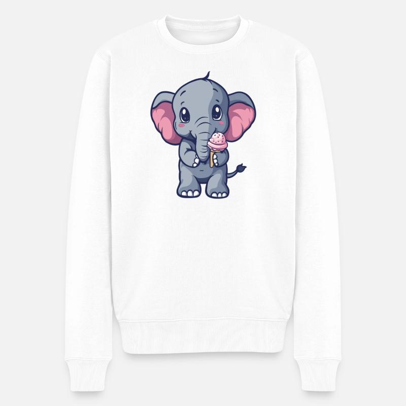 Kleiner Elefant Eiscreme Freund - Männer Premium Bio Pullover - Weiß