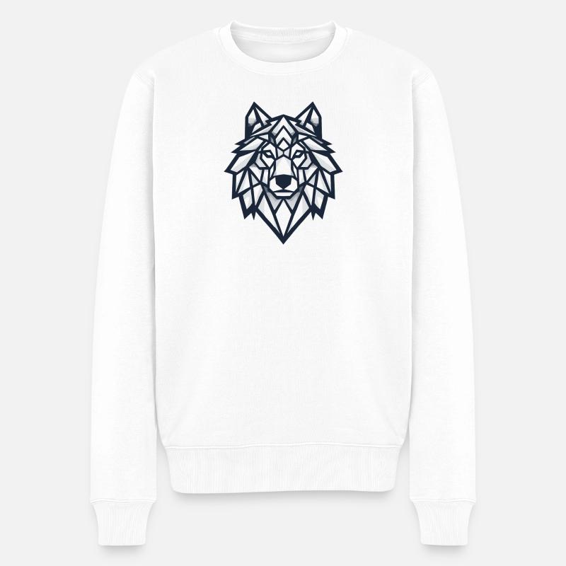 loup géométrique - Pull Premium bio Homme - blanc