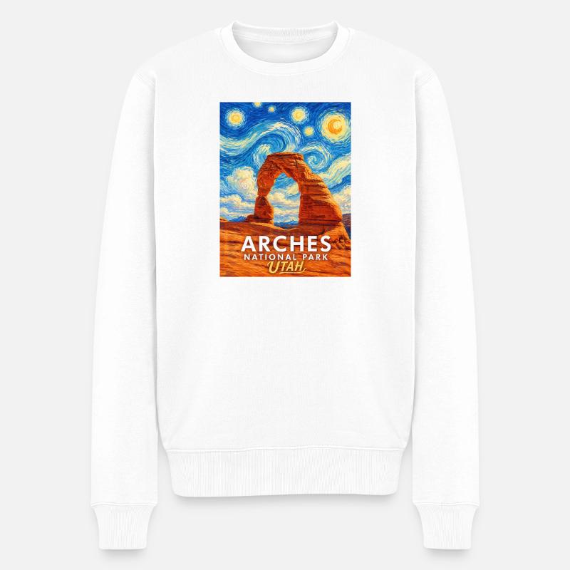 Arches Utah Sternenhimmel Felsbogen - Männer Premium Bio Pullover - Weiß